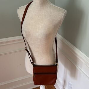 FOSSIL Voyager SM Crossbody brown leather bag